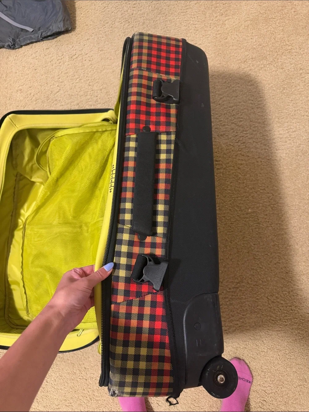 Retro Burton Red, Yellow, Black Plaid Travel Duffel